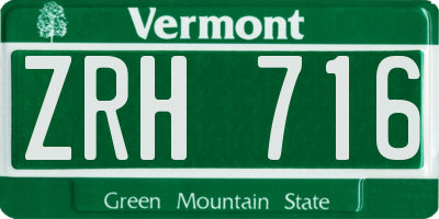VT license plate ZRH716