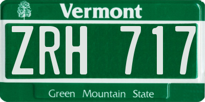 VT license plate ZRH717