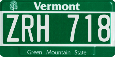 VT license plate ZRH718