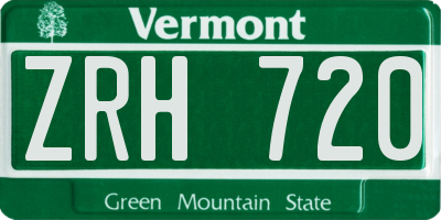VT license plate ZRH720