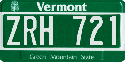 VT license plate ZRH721