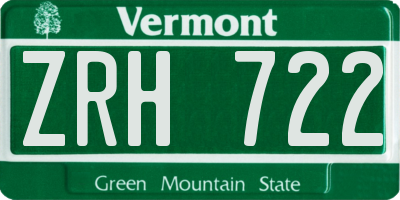 VT license plate ZRH722