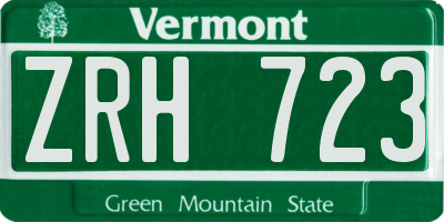 VT license plate ZRH723
