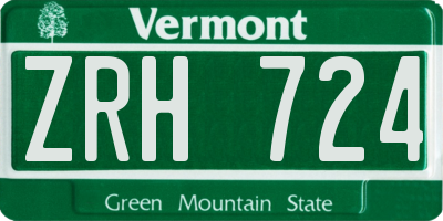 VT license plate ZRH724