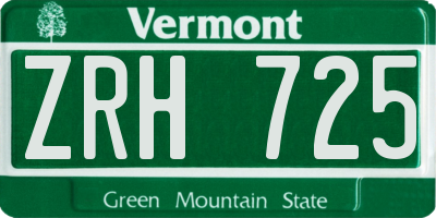 VT license plate ZRH725