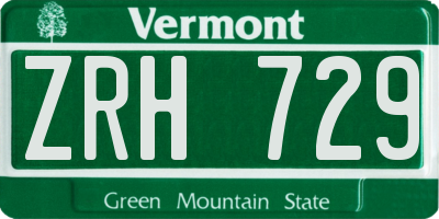 VT license plate ZRH729