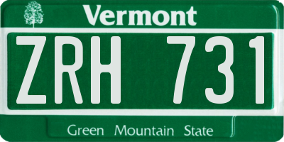 VT license plate ZRH731