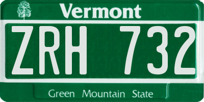 VT license plate ZRH732
