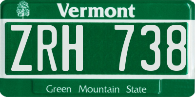 VT license plate ZRH738