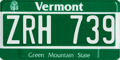 VT license plate ZRH739
