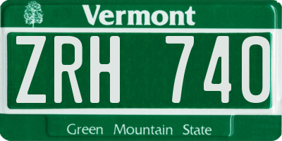 VT license plate ZRH740