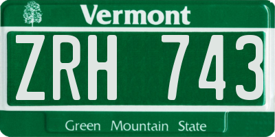VT license plate ZRH743