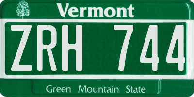 VT license plate ZRH744
