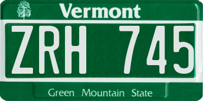 VT license plate ZRH745