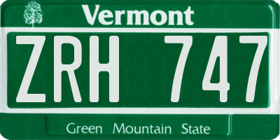 VT license plate ZRH747