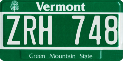 VT license plate ZRH748