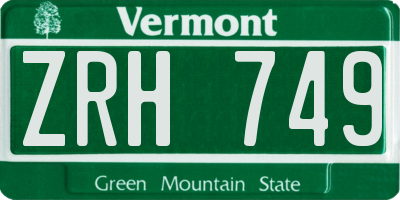 VT license plate ZRH749
