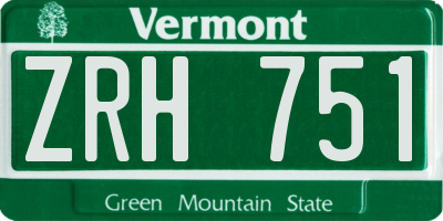 VT license plate ZRH751
