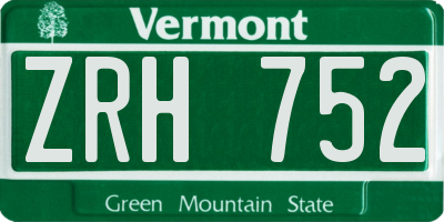 VT license plate ZRH752