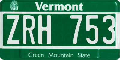 VT license plate ZRH753