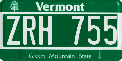 VT license plate ZRH755