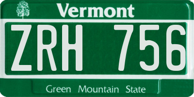 VT license plate ZRH756