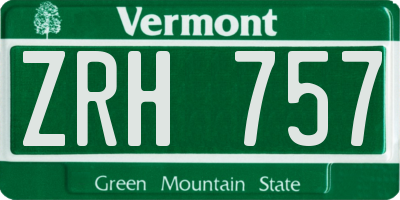 VT license plate ZRH757