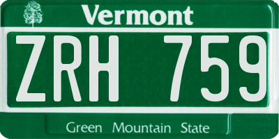 VT license plate ZRH759