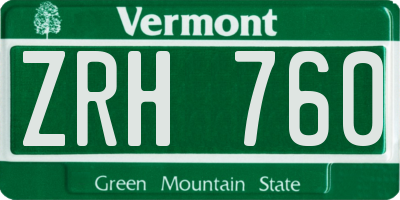 VT license plate ZRH760