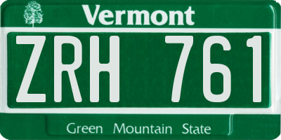 VT license plate ZRH761