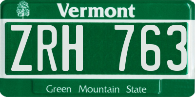 VT license plate ZRH763