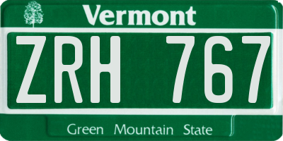 VT license plate ZRH767