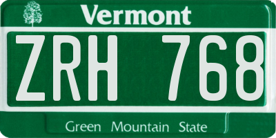 VT license plate ZRH768