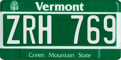 VT license plate ZRH769