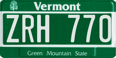 VT license plate ZRH770