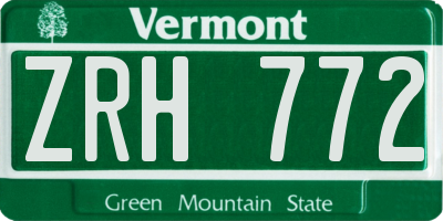 VT license plate ZRH772