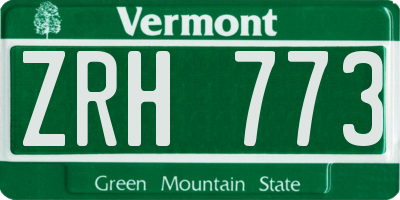 VT license plate ZRH773