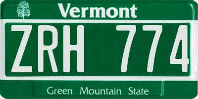 VT license plate ZRH774