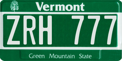 VT license plate ZRH777