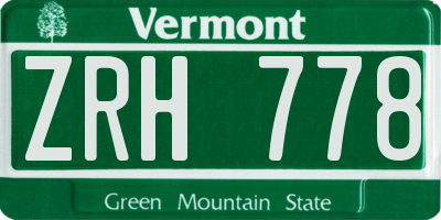 VT license plate ZRH778