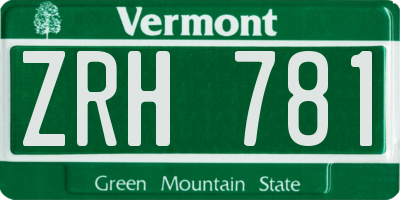 VT license plate ZRH781