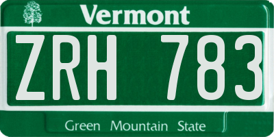 VT license plate ZRH783