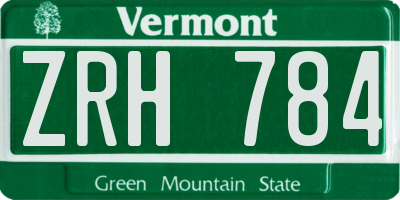 VT license plate ZRH784