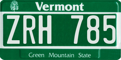 VT license plate ZRH785