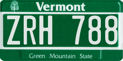 VT license plate ZRH788