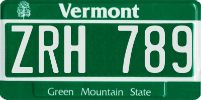 VT license plate ZRH789