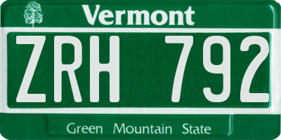 VT license plate ZRH792