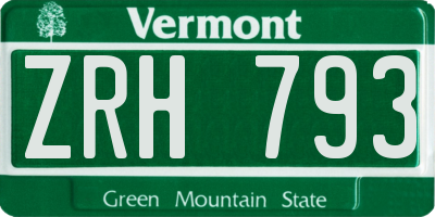 VT license plate ZRH793