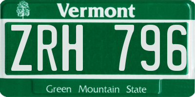 VT license plate ZRH796