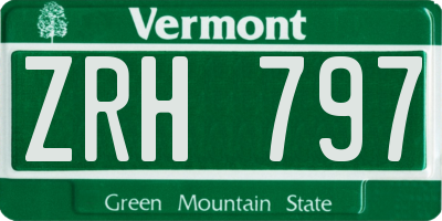 VT license plate ZRH797